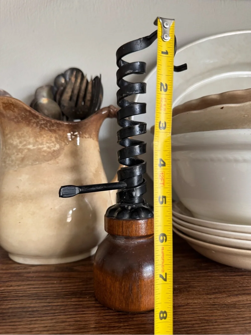 Vintage Rustic Hand-Twisted Candle Holder - Brown & Black